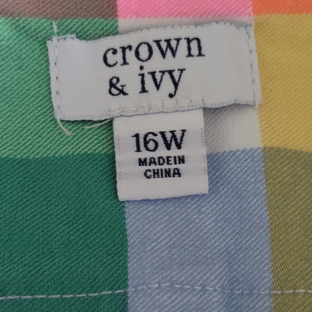 NWT Crown & Ivy Pastel Plaid Skort 16W